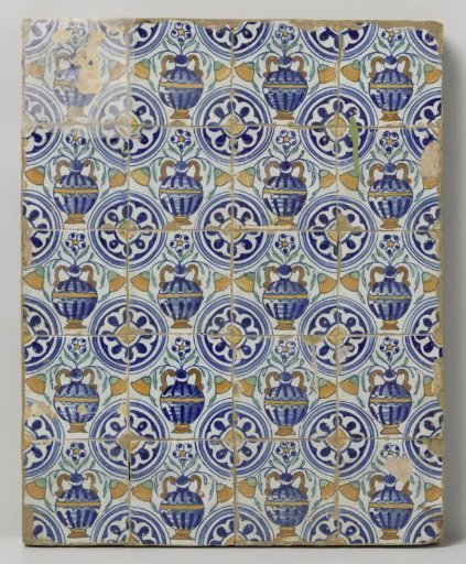 Panel of twenty tiles with fruit bowls