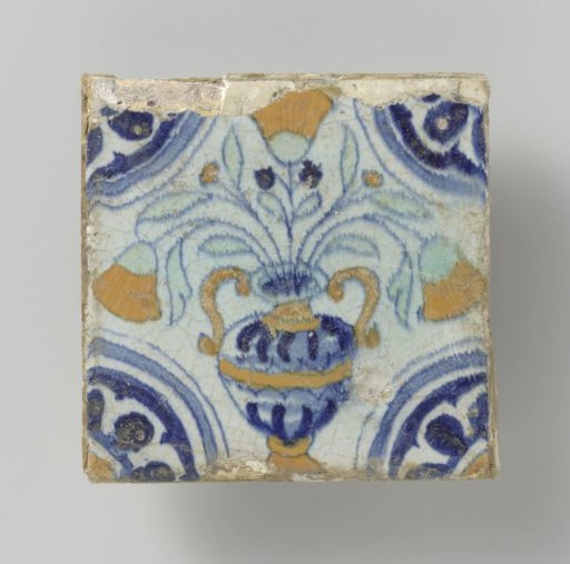 Tile with a flowerpot