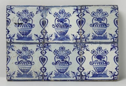Panel of Six Tiles with Flower Pots
