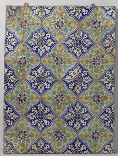 Field of Forty-Eight Tiles with Pomegranates and Marigolds in Four Quarters
