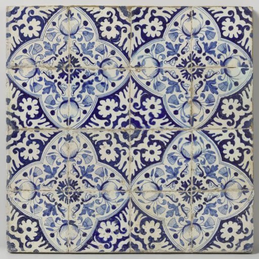 Field of Sixteen Tiles with Pomegranates and Marigolds in Four Quarters