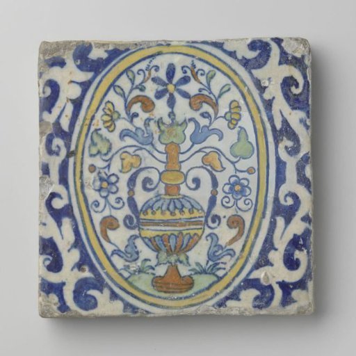 Tile with Flowerpot in an Oval