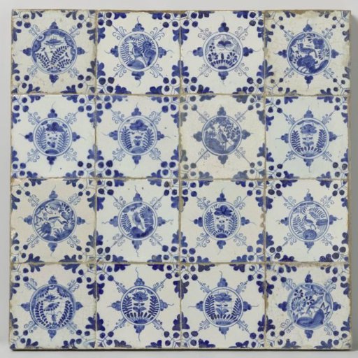 Field of sixteen tiles with birds and butterflies