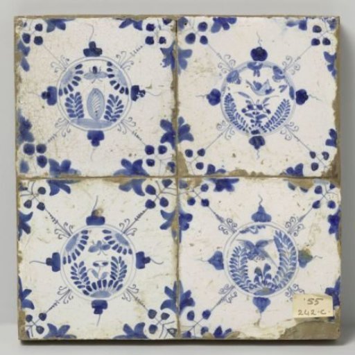 Field of four tiles with butterflies and birds