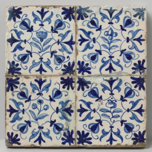 Field of four tiles with flowers in octagons