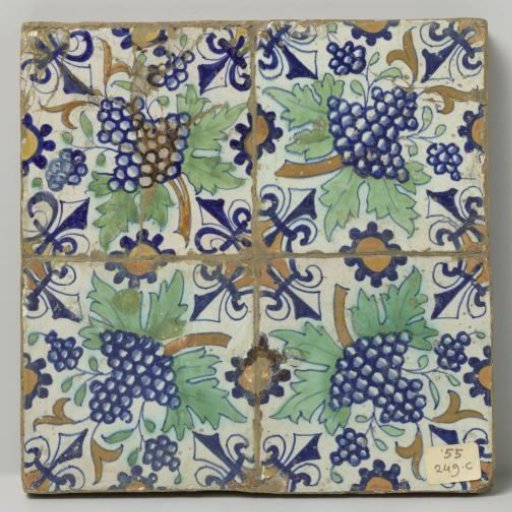 Panel of four tiles with grape clusters