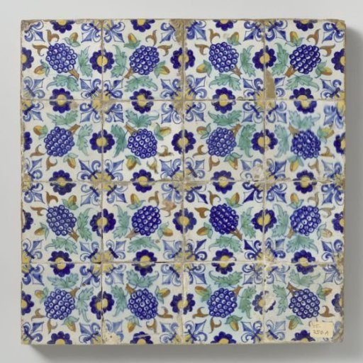 Panel of sixteen tiles with grape clusters
