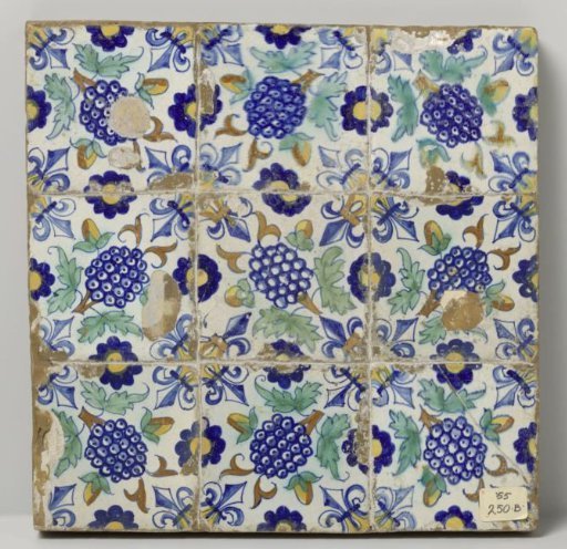 Panel of nine tiles with grape clusters