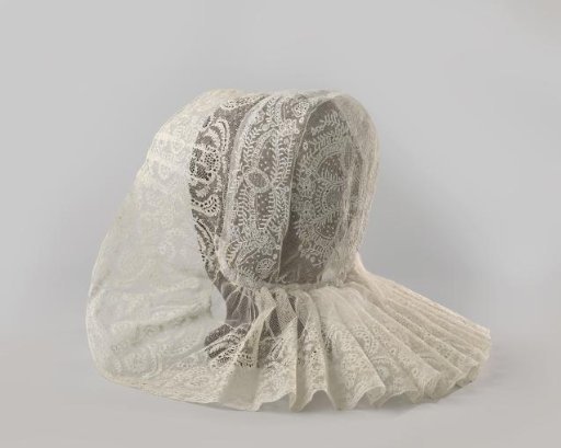 Bonnet of Bobbin Lace with a Bonnet of Tulle Stopping Work