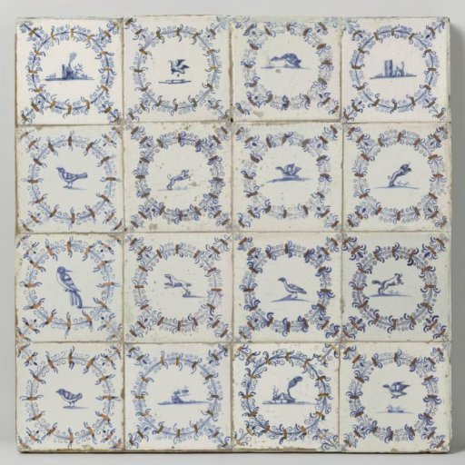 Field of sixteen tiles with animals