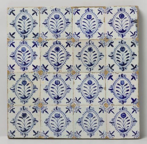 Field of sixteen tiles with flowers