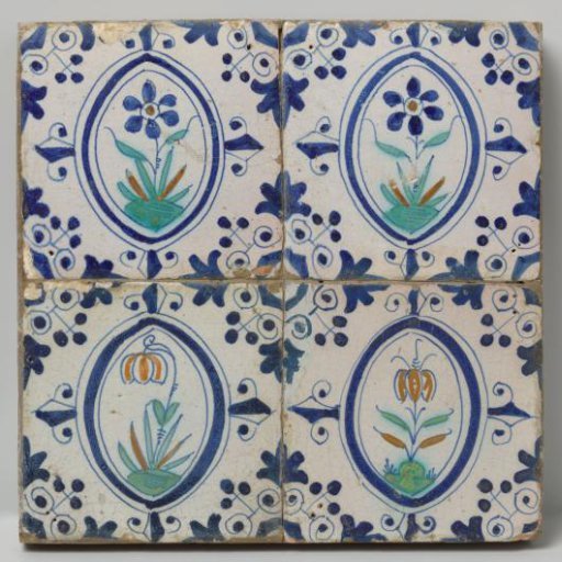 Field of four tiles with flowers