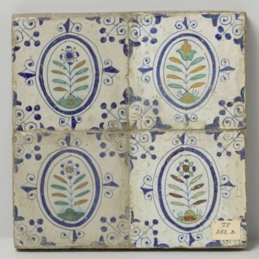 Field of four tiles with flowers