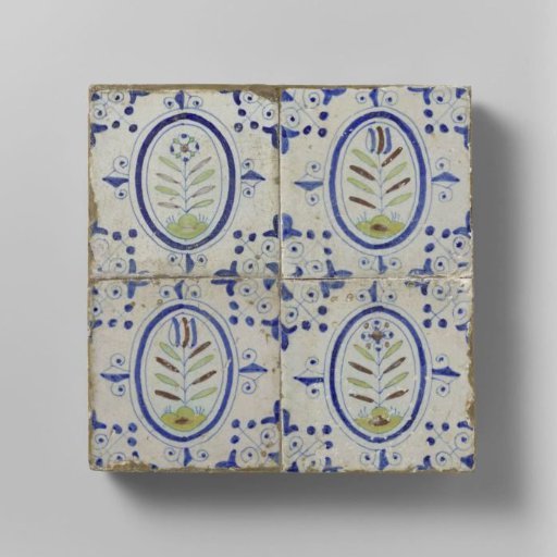 Field of four tiles with flowers