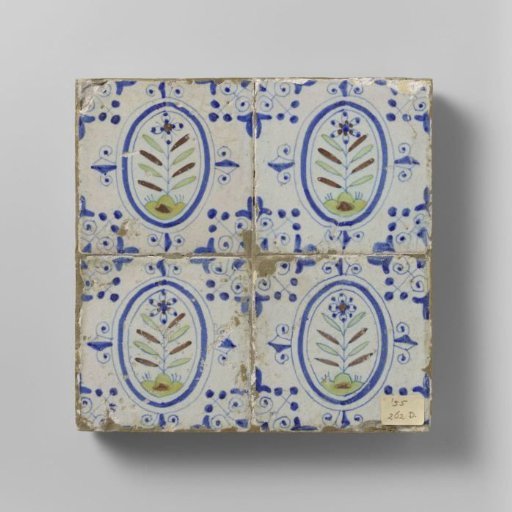 Field of four tiles with flowers
