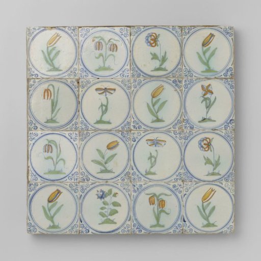 Field of Sixteen Tiles with Flowers