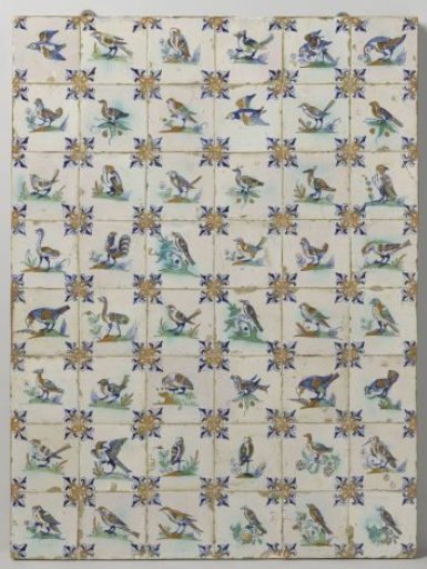 Field of forty-eight tiles with birds