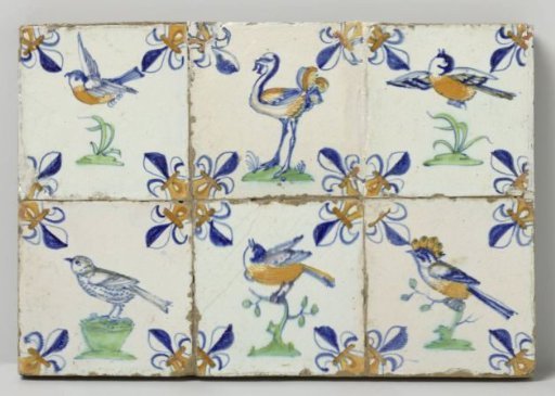 Field of six tiles with birds
