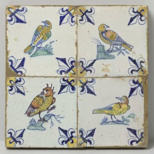 Field of four tiles with birds