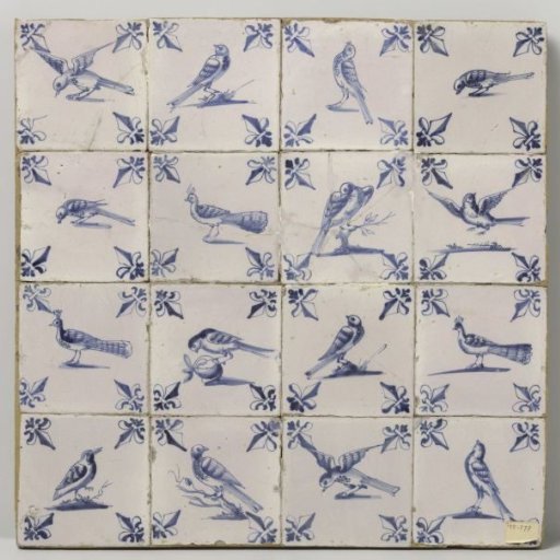 Field of Sixteen Tiles with Birds