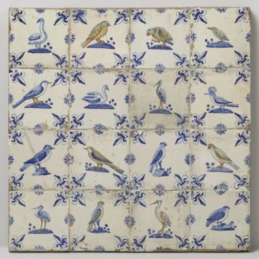 Field of Sixteen Tiles with Birds