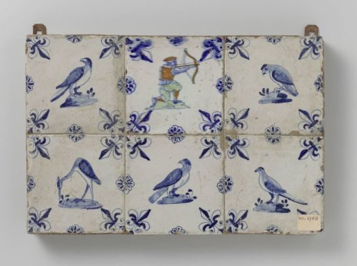 Field of Six Tiles with Birds