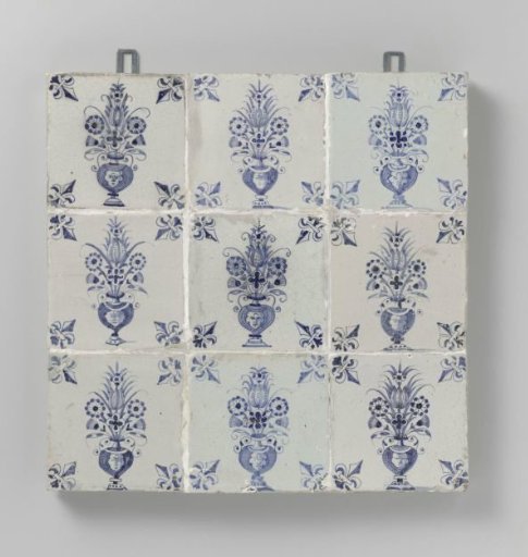 Field of nine tiles with vases
