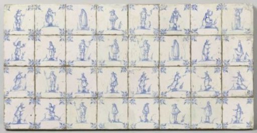 Field of Thirty-Two Tiles with People and Their Occupations