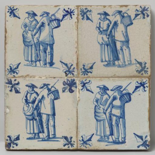 Field of four tiles with men and women
