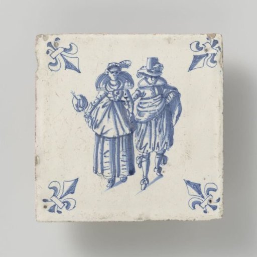 Tile with a man and a woman