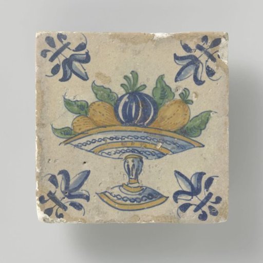 Tile with a fruit bowl on a foot