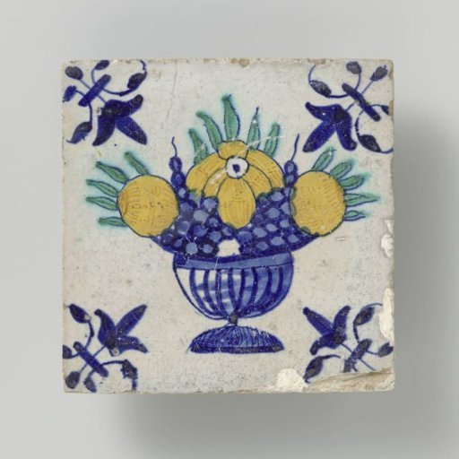 Tile with a fruit basket