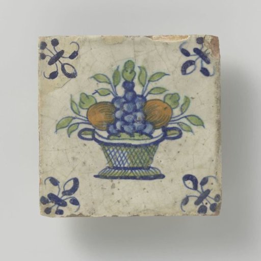 Tile with a fruit basket