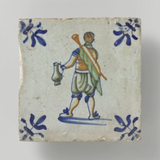 Tile with a figure holding a jug