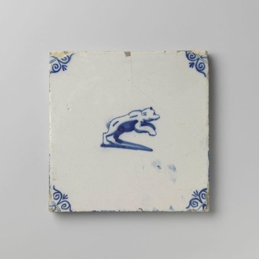 Tile with a jumping dog