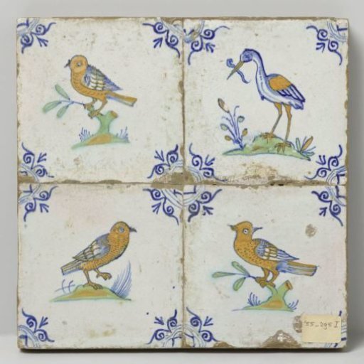 Panel of four tiles with birds