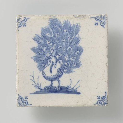 Tile with a peacock