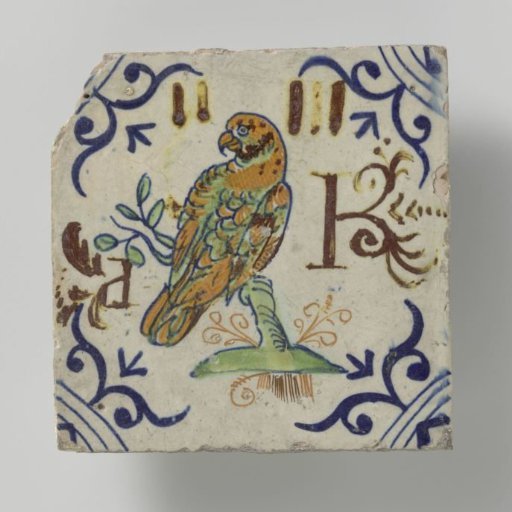 Tile with a parrot