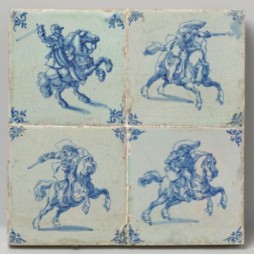 Field of four tiles with horsemen