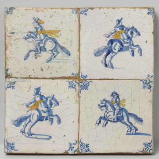 Field of four tiles with horsemen