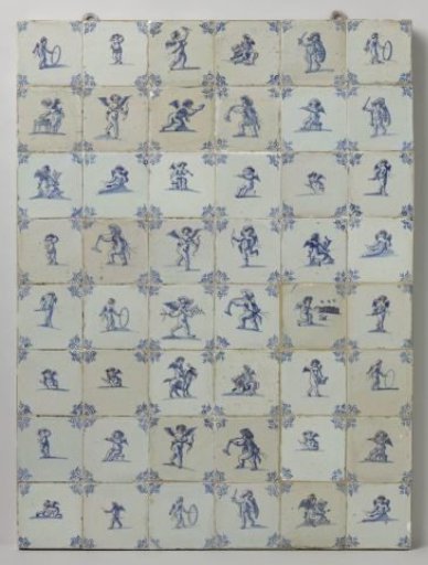 Field of forty-eight tiles with Cupids