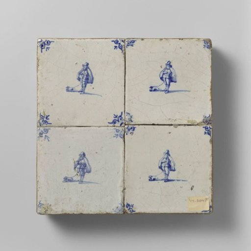 Panel of four tiles with people and their trades