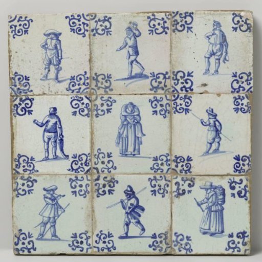 Panel of nine tiles with trades