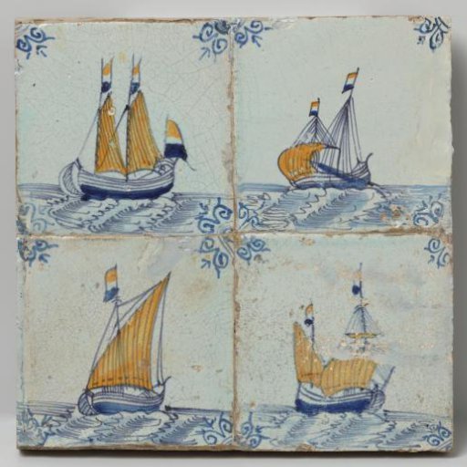 Field of four tiles with ships