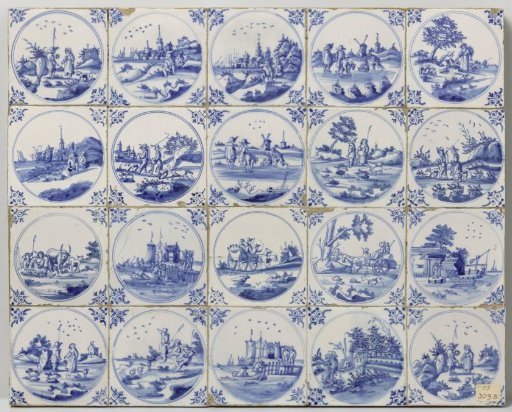 Field of twenty tiles with landscapes