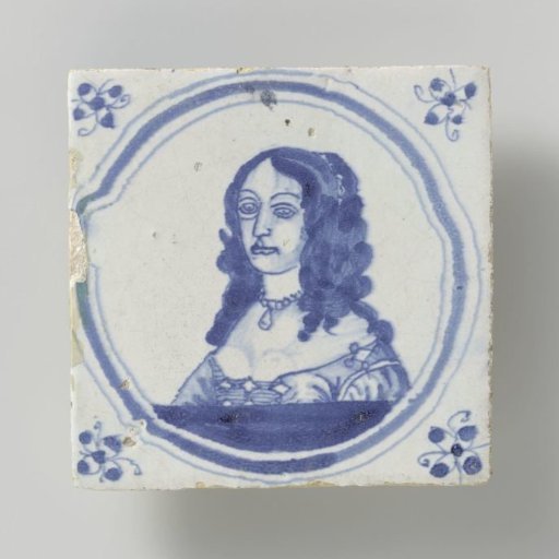 Tile with portrait of Amalia van Solms