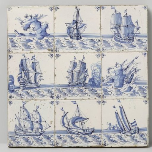 Panel of nine tiles with ships