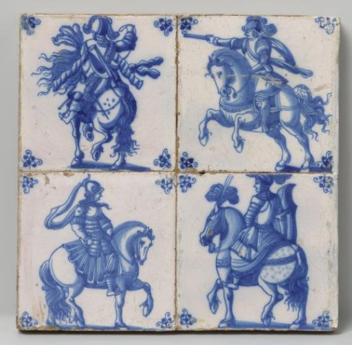 Panel of four tiles with riders