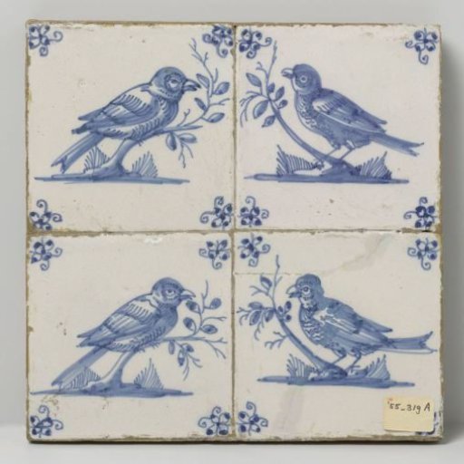 Panel of four tiles with birds