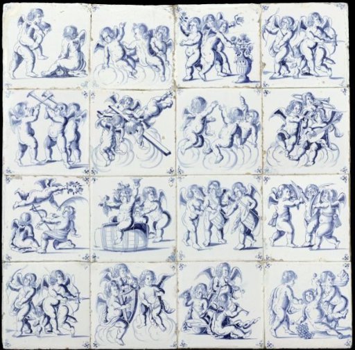 Field of sixteen tiles with Cupids